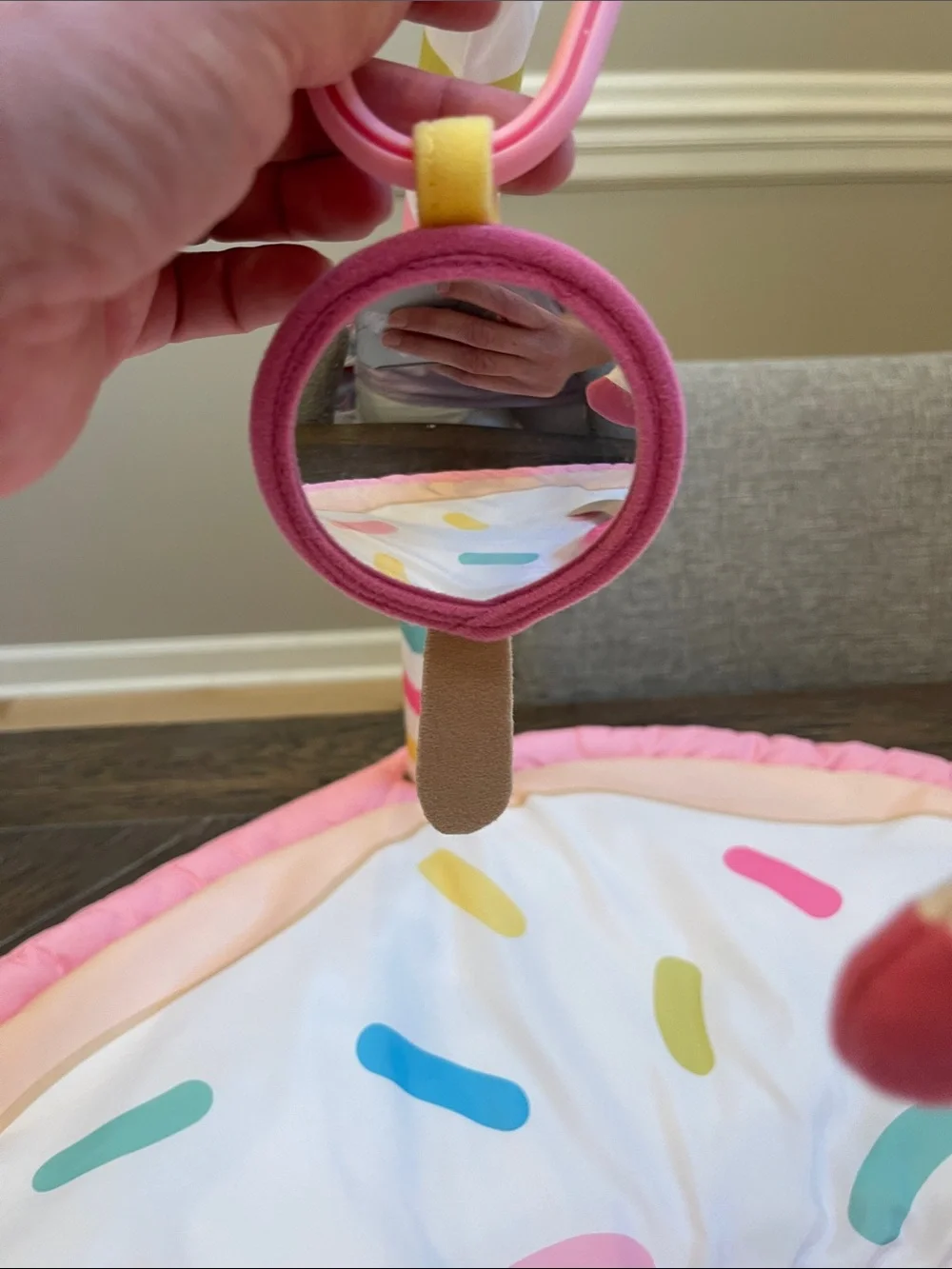 Carter's Pink Donut Play Mat with Colorful Hanging Plush Toys